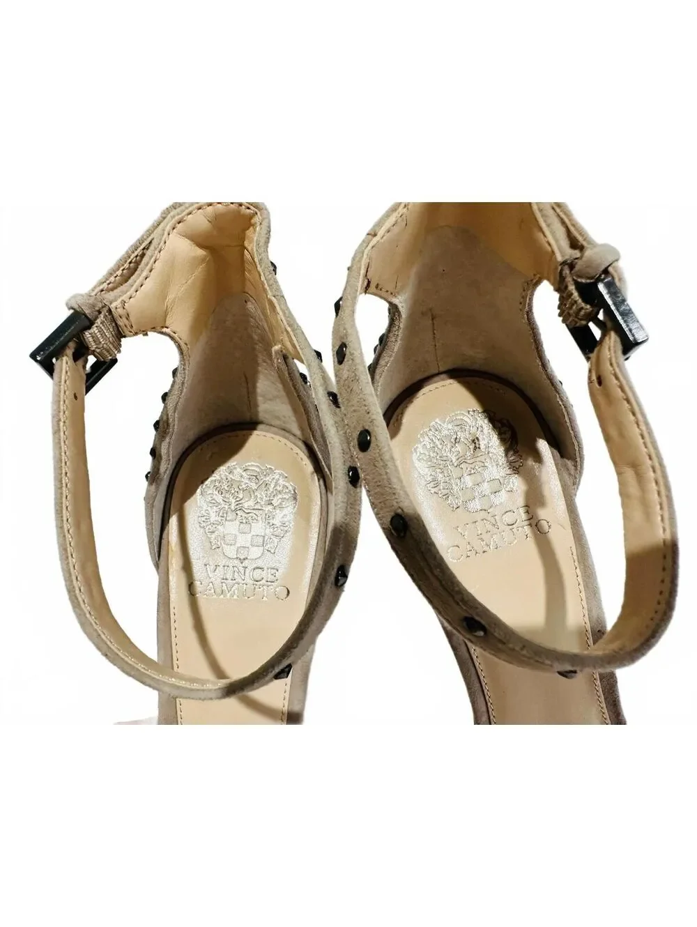Vince Camuto Women's Suede Studded High Heel Sandals Ankle Strap Size 10
